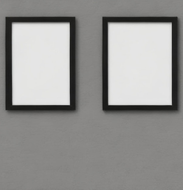 two empty picture frames hanging on a wall