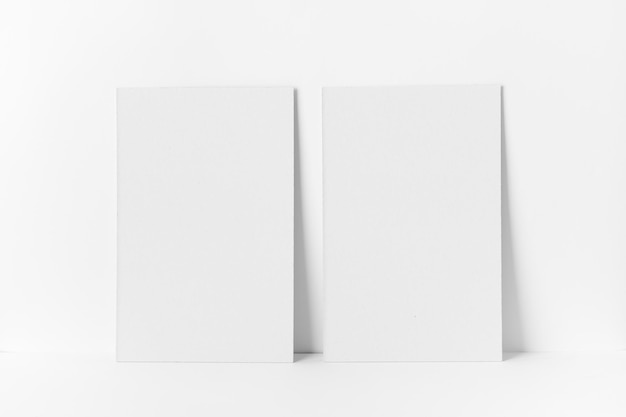 Two empty white vertical sheets