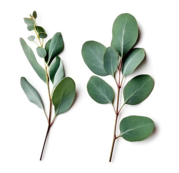 Two eucalyptus twigs isolated