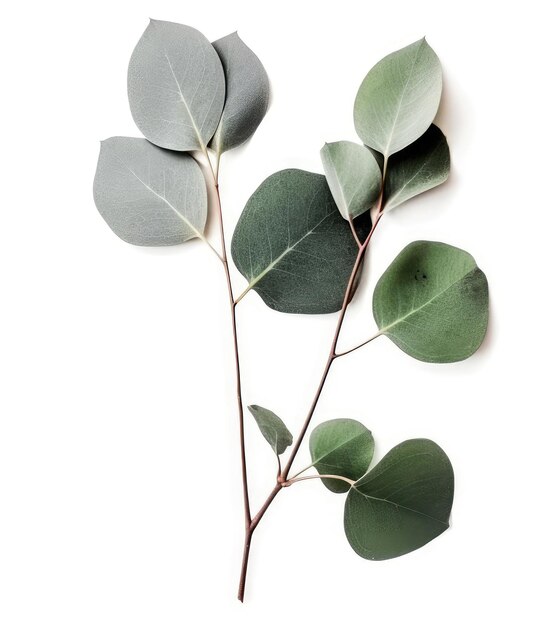 Photo two eucalyptus twigs isolated