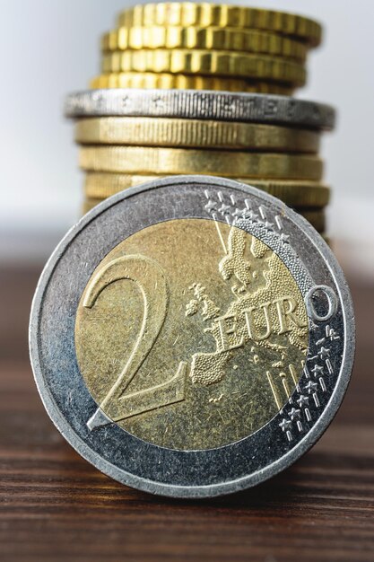 Two euro coin, close-up view.