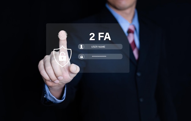 Two Factor Authentication increases the security of account access 2FA concept