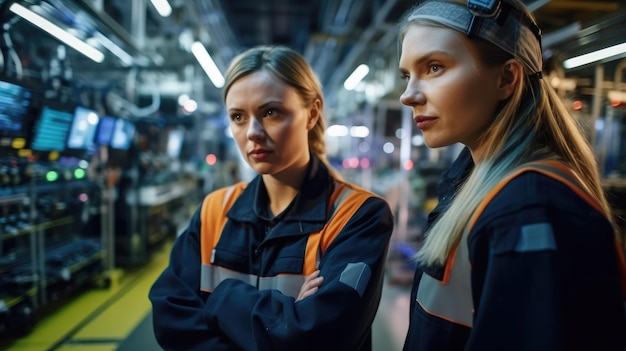 Фото Две работницы фабрики в защитной одежде