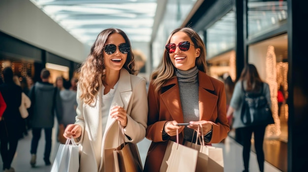 Two female friends have shopping time