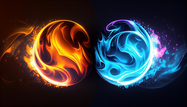 Two fire balls with the word fire on the bottom.