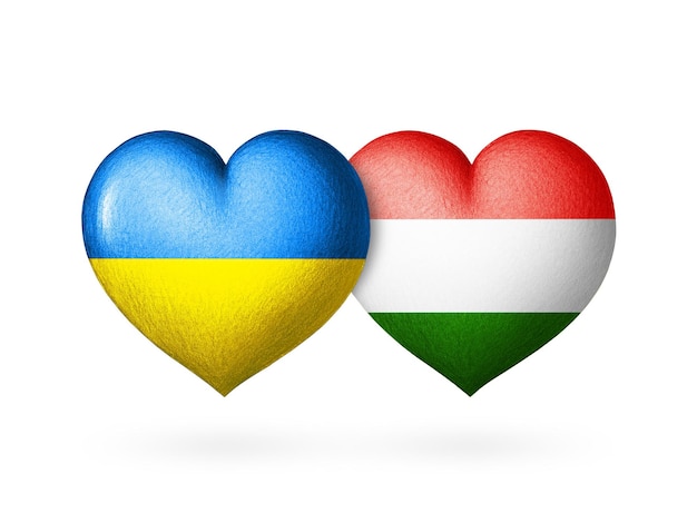 Two flag heart Flags of Ukraine and Hungary Two hearts in the colors of the flags