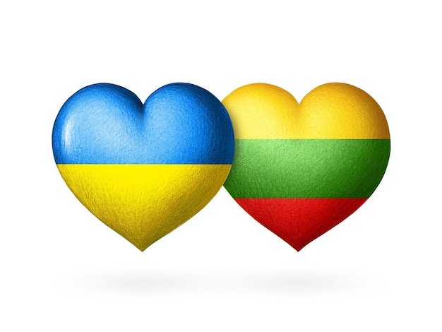 Two flag heart Flags of Ukraine and Lithuania Two hearts in the colors of the flags