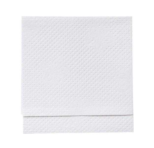 Two folded pieces of white tissue paper or napkin in stack prepared for use in toilet or restroom