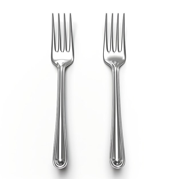 Photo two forks one with a silver tines one that has a fork in it