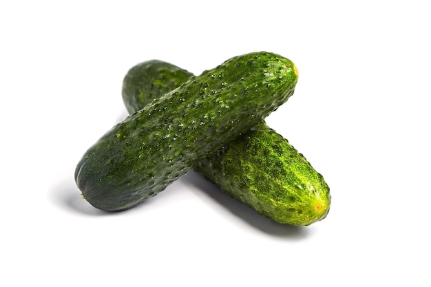 Two fresh gherkins isolated