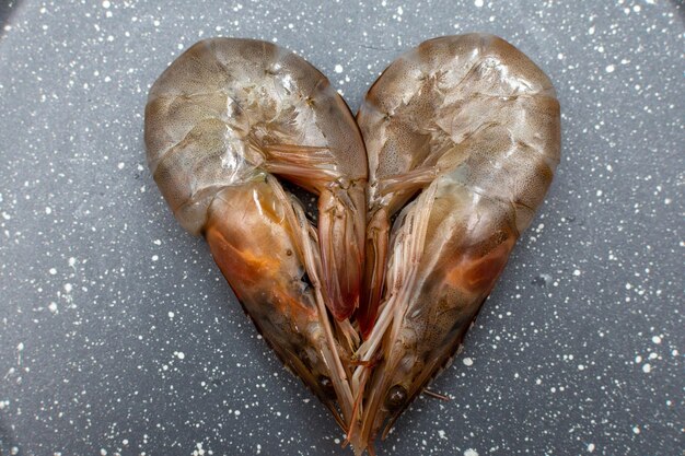 Two fresh heartshaped shrimp