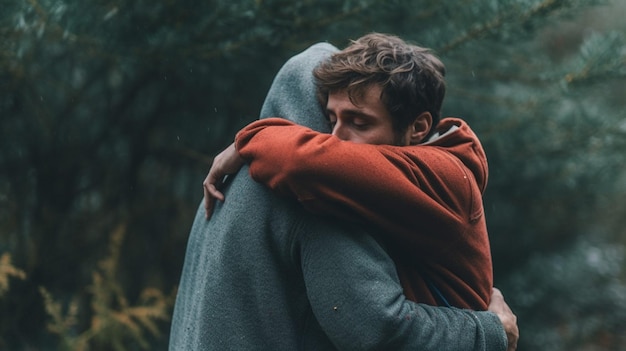 写真 抱き合う二人の友人