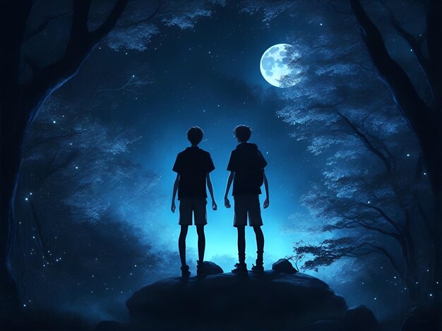 Two friends in the moonlight