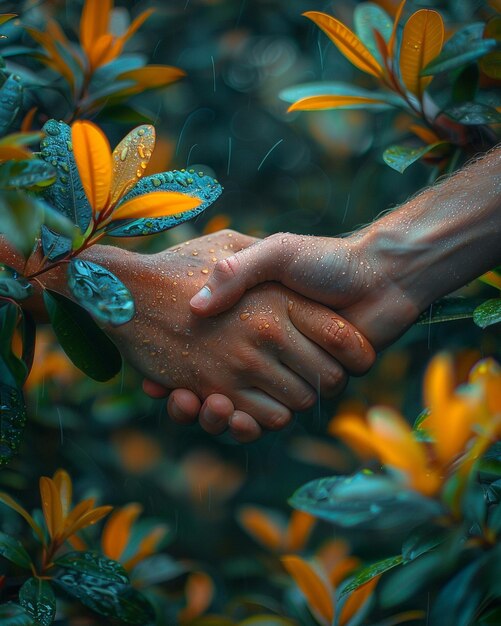 Photo two friends sharing a handshake wallpaper