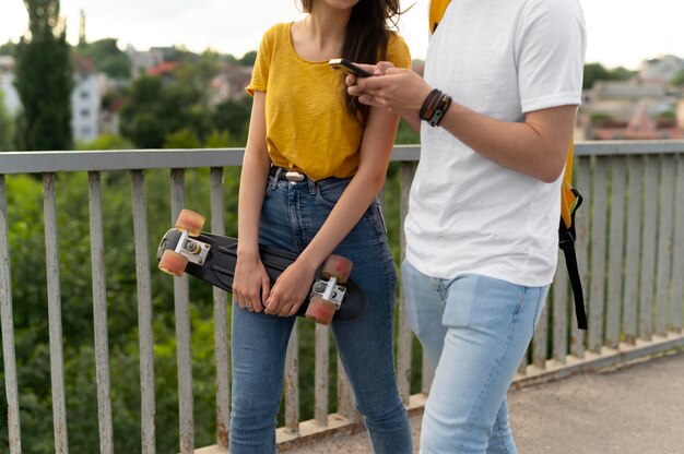 Two friends spending time in the city together