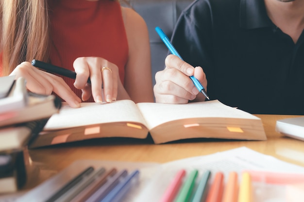 two friends studying