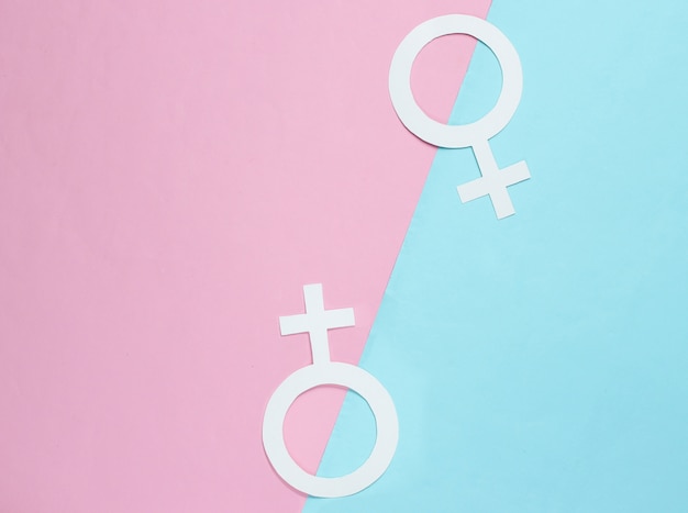 Two Gender symbol feminism on pastel background