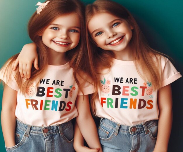 two girls are wearing shirts that say we are best friends