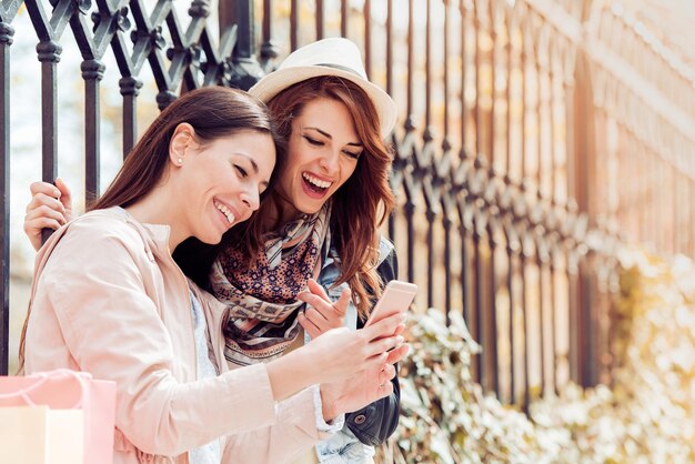 Two girls doing selfie