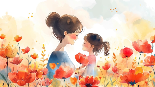 사진 꽃에 있는 두 소녀
