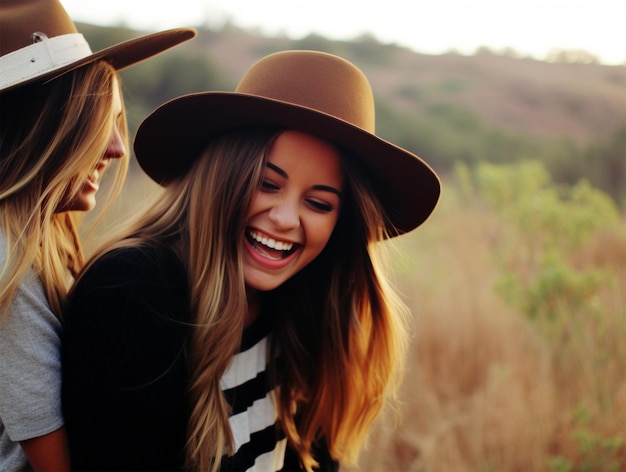 Two girls laughing together generated by AI