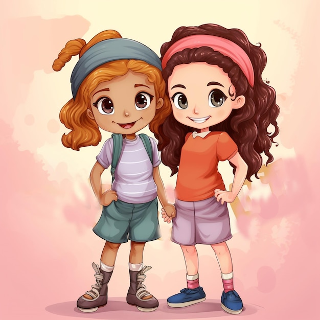 two girls with a pink headband and a girl with a pink headband