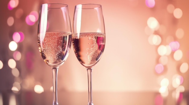 Two glasses of champagne sitting next to each other generative AI