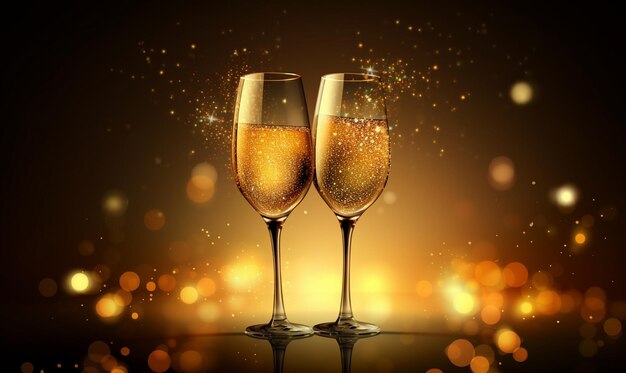 Foto due bicchieri di champagne.