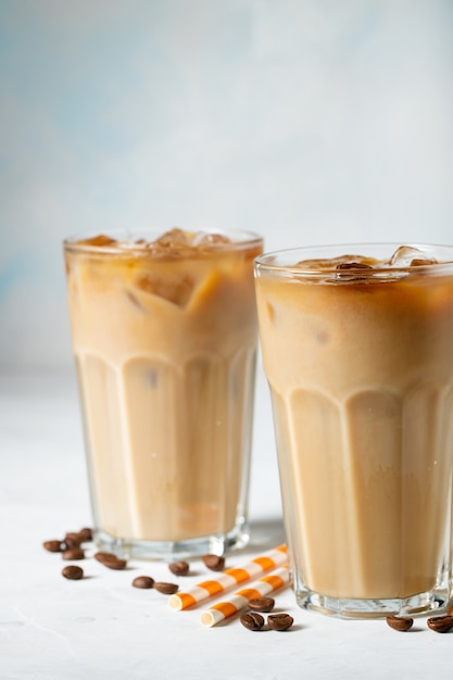 Two glasses of cold coffee.