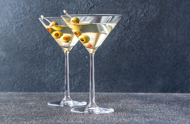 Two glasses of martini cocktail