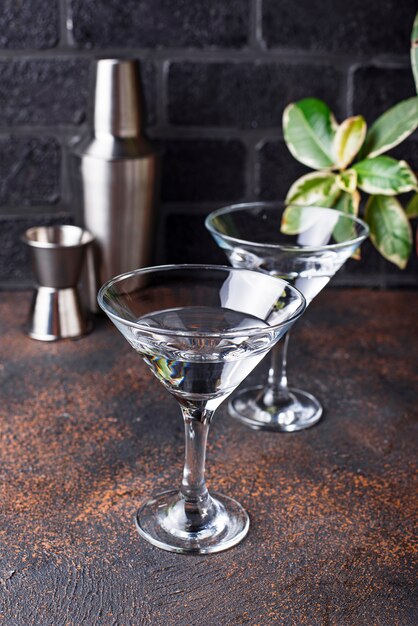 Two glasses of martini cocktail  