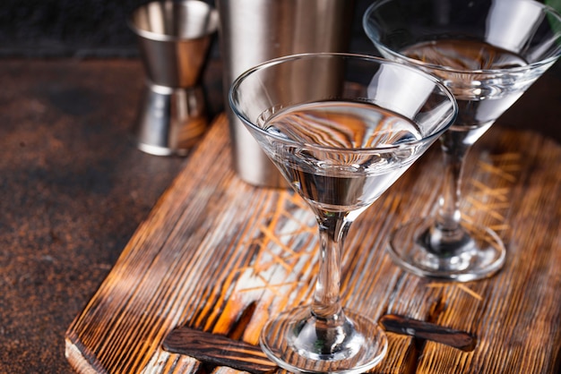 Two glasses of martini cocktail