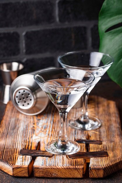 Two glasses of martini cocktail