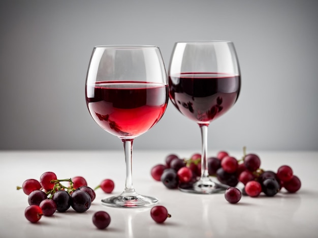 Two glasses of red wine isolated on white background