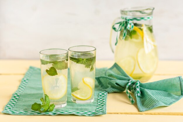 Two glasses of refreshing lemonade.