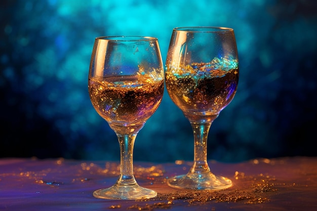 Two glasses sparkle