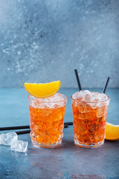 Two glasses of a traitional Italian cocktail