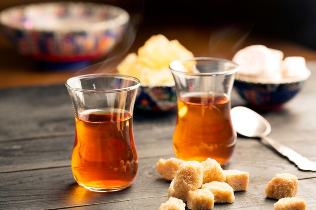 Two glasses of turkish tea