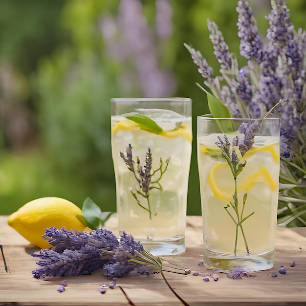 Foto due bicchieri d'acqua uno con limone e l'altro con limone