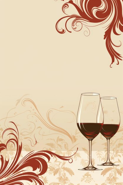 Photo two glasses of wine on floral background