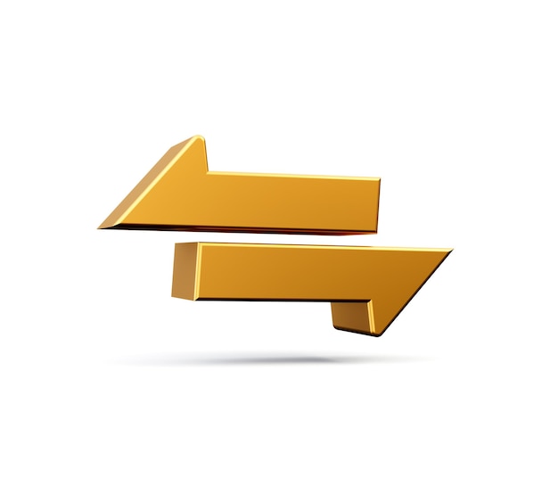 사진 흰색 exchange 아이콘 플립 플롭에 고립 된 두 개의 금 제곱 반대 가로 화살표