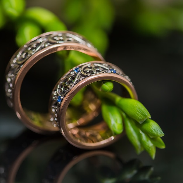 2つの金の結婚指輪