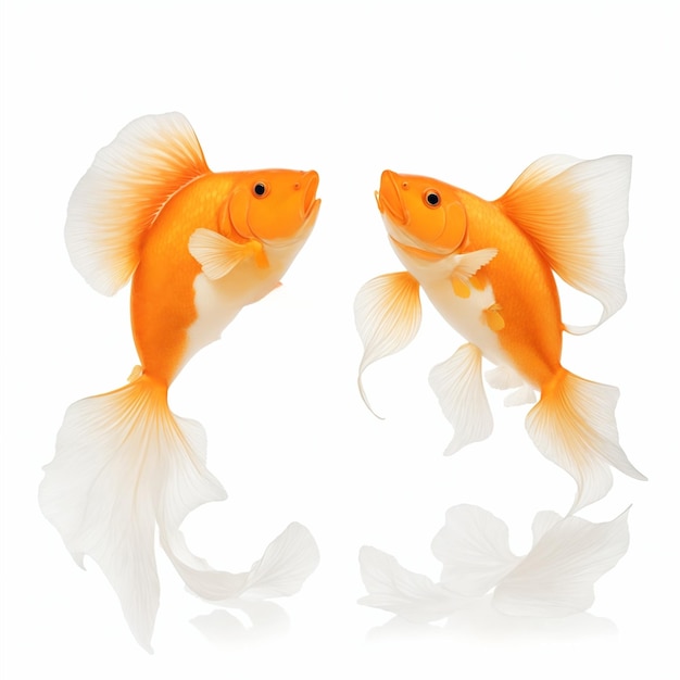 Two goldfish isolated on a white background