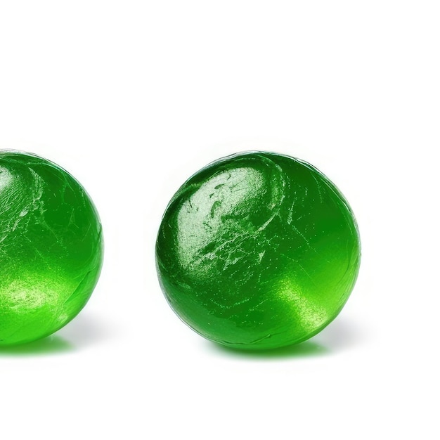 Фото Два зеленых шара на белом фоне, у одного из них зеленая задняя часть.