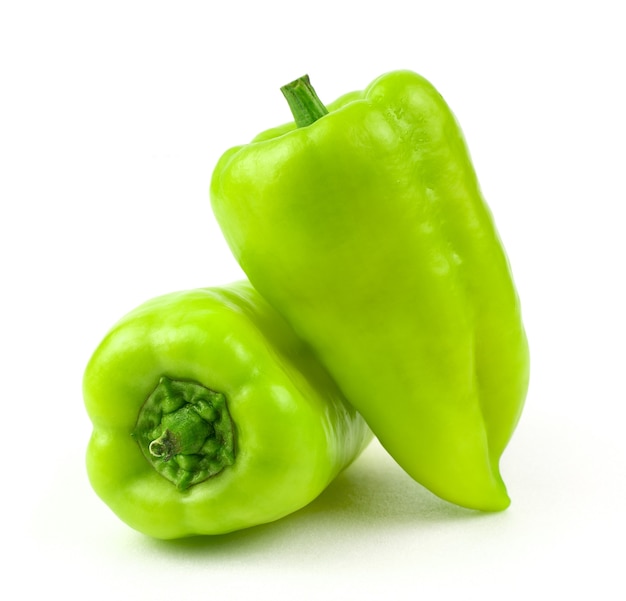 Two Green bell peppers isolated