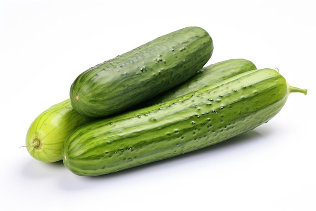 Two Green Cucumbers Balanced on Top of Each Other on a White or Clear Surface PNG Transparent Background
