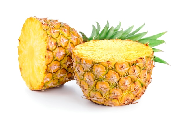 Two halves of pineapple