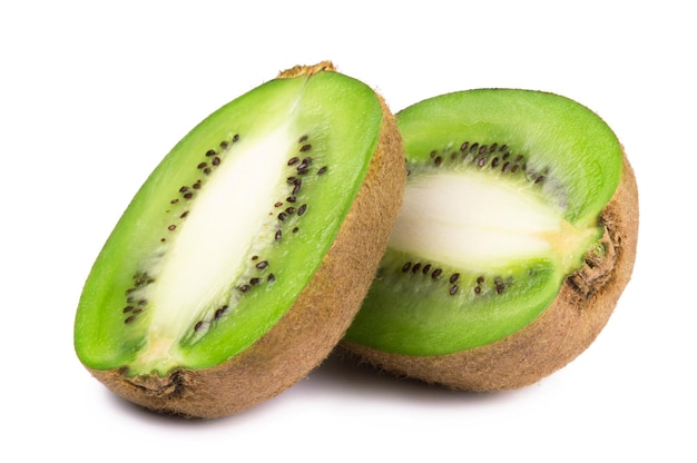 Two halves of ripe sweet kiwi isolated