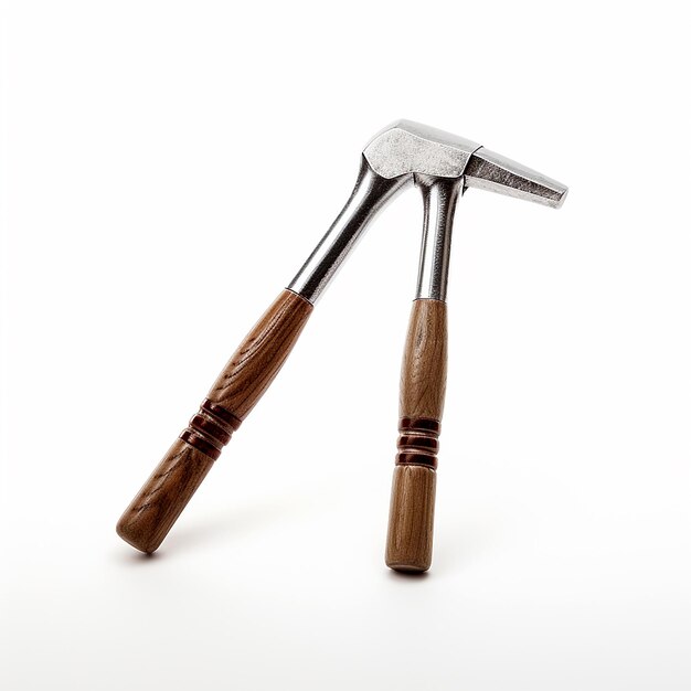 Photo two hammers with white background isolated