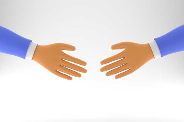 ビジネスマンの2つの手が握手3Dレンダリングの準備をしています